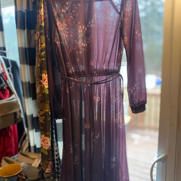 Vintage Patty O’Neil purple Embellished Pleated Gown with Long Bishop Sl… - Picture 8 of 16